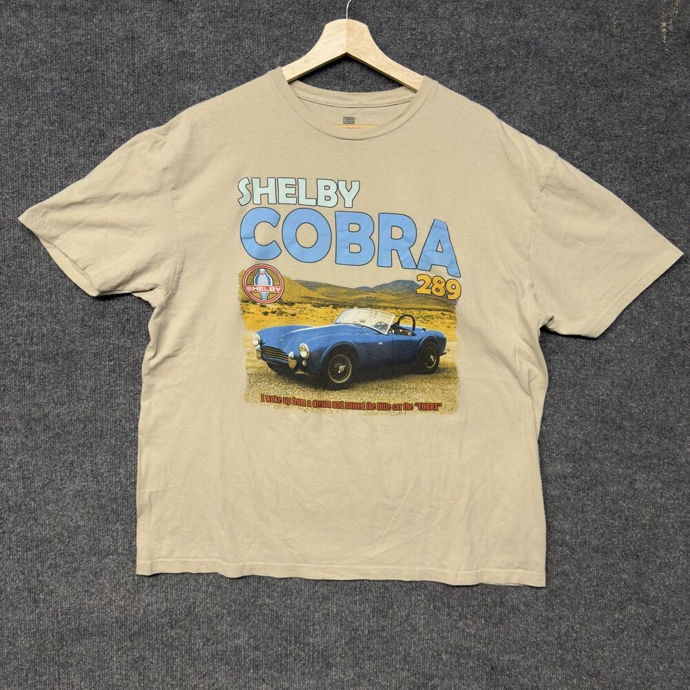 Shelby Cobra 289 T Shirt Mens XL Beige Classic Car Racing Graphic Licensed Tee